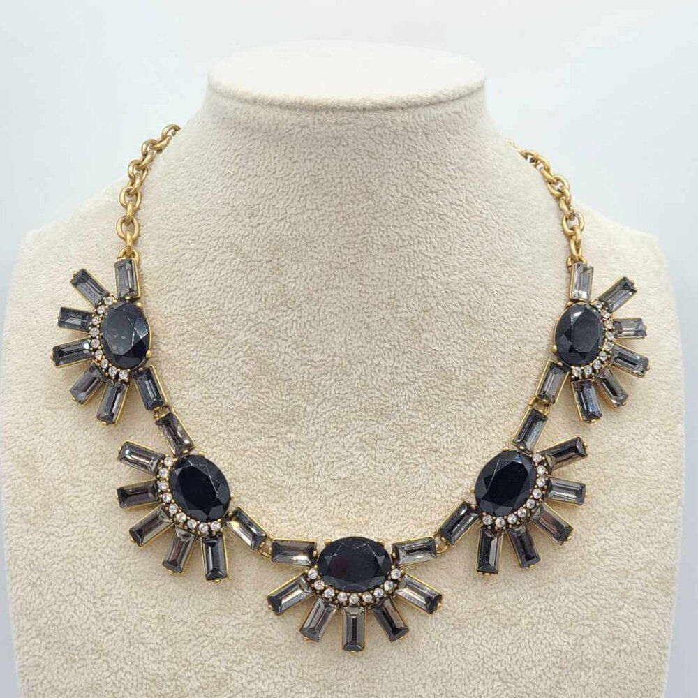 j Crew Black White Crystal Statement Necklace